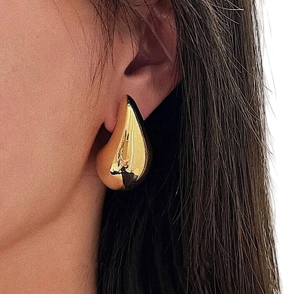 Gold Plated Water Drop Earrings - Picture 2 of 10